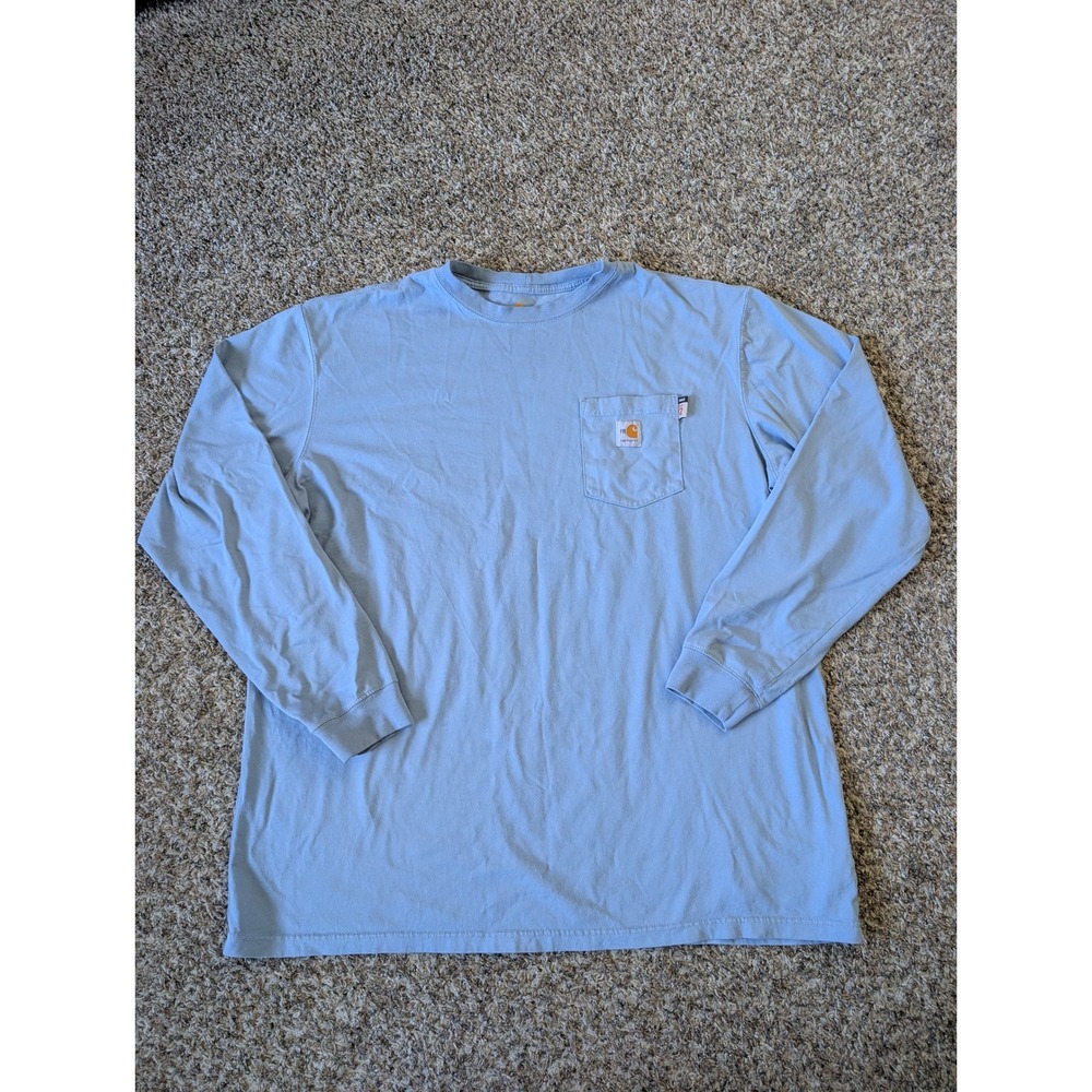 Carhartt Force FR Mens 2XL Tall Blue Long Sleeve Flame Resistant Pocket T-Shirt